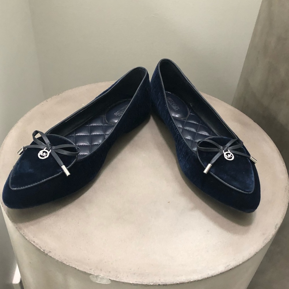 Michael Kors Navy Blue Flats with Silver Accents